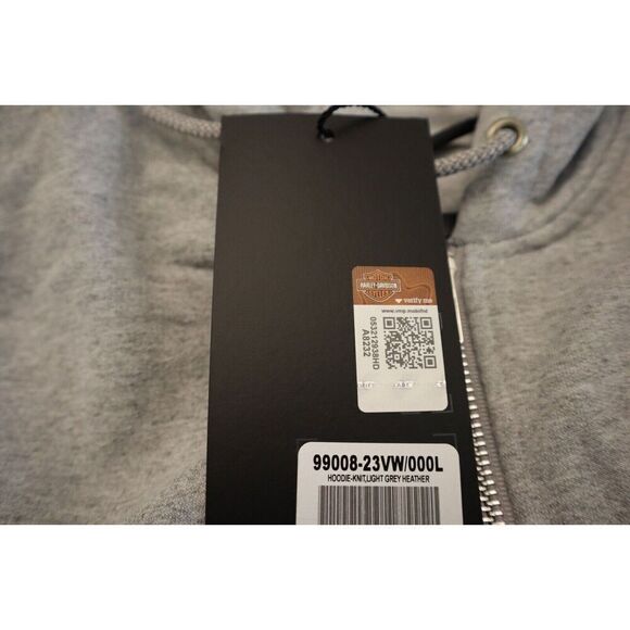 Harley-Davidson Women Sz L Gray Heather Special Racer Font Zip Front Hoodie - Picture 6 of 9